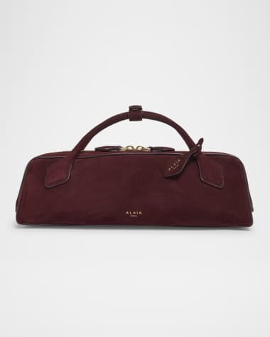 ALAIA Teckel Top-Handle Bag in Suede and Leather