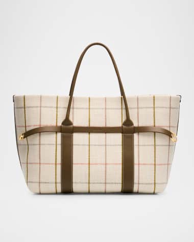 Loro Piana Ghiera Large Tartan Jacquard Tote Bag