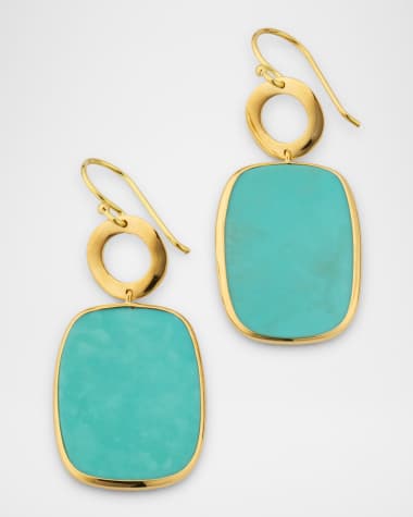 Ippolita 18K Polished Rock Candy Wavy Circle and Small Rounded Rectangle Drop Earrings