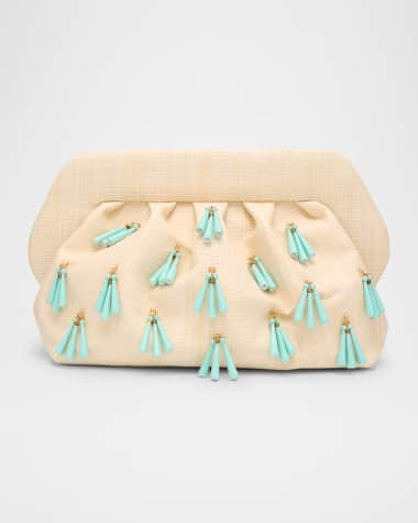 THEMOIRE Emera Fringe Vegan Fabric Clutch Bag