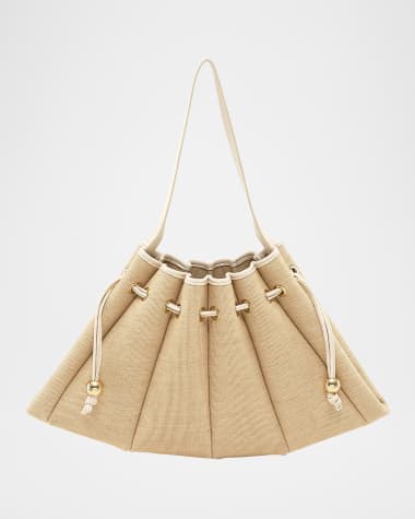 THEMOIRE Calipso Drawstring Straw Shoulder Bag