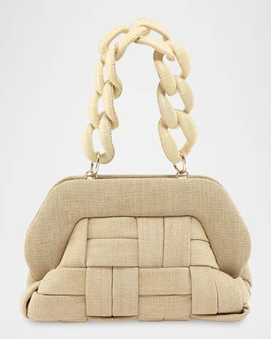 THEMOIRE Tia Woven Vegan Fabric Top-Handle Bag