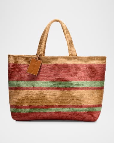 Manebi Sunset Large Striped Raffia Tote Bag
