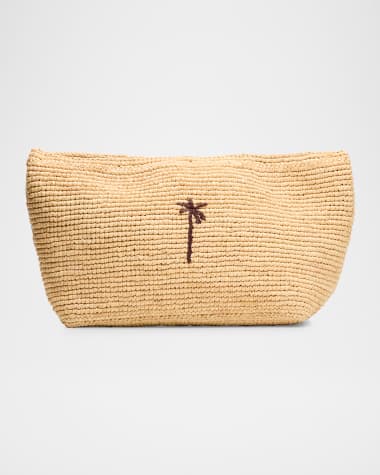 Manebi Palm Tree Raffia Clutch Bag
