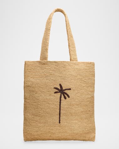 Manebi Palm Tree Raffia Tote Bag
