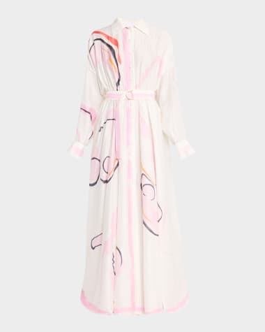 Acler Pennar Belted Long-Sleeve Maxi Dress
