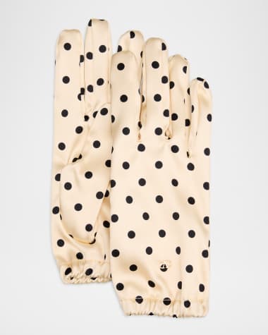 Valentino Garavani Polka Dot-Print Silk Gloves