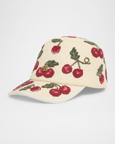 Valentino Garavani Cherries Straw Baseball Cap