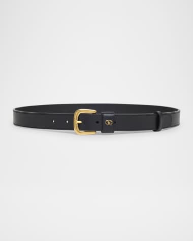 Valentino Garavani VLogo Calfskin Leather Belt, 25mm