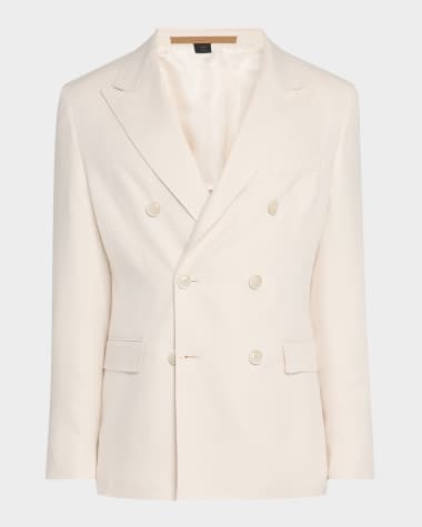 BOSS Camel Men's Heston Silk and Cashmere Double-Breasted Sport Coat