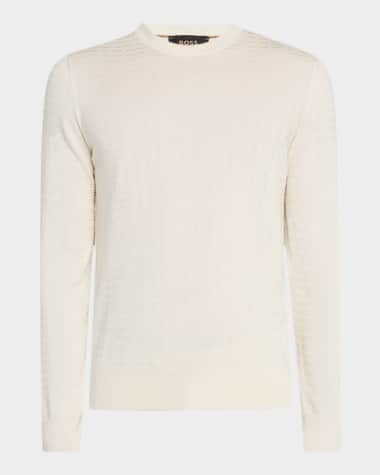 BOSS Camel Men's Baniel Silk Textured Crewneck Sweater