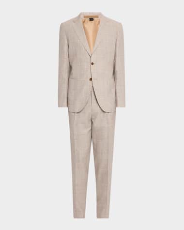 BOSS Camel Men's Heston Windowpane Two-Piece Suit
