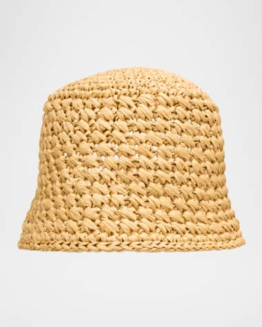 Loro Piana Jasmine Crochet Raffia Bucket Hat