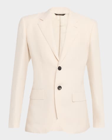 Loro Piana Torino Antigua Linen-Silk Single-Breasted Jacket