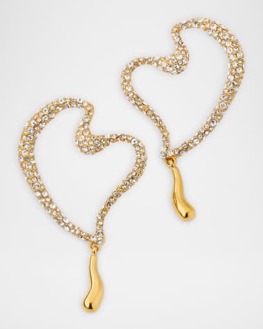 Oscar de la Renta Wire Heart Earrings with Pave Crystals