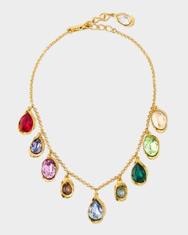 Oscar de la Renta Multi-Color Pear-Cut Crystal Chain Necklace