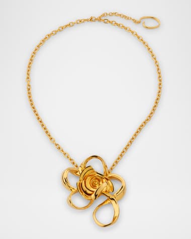 Oscar de la Renta Large Geometric Rose Pendant Necklace
