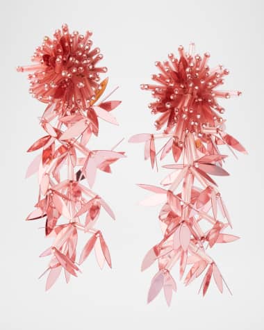 Oscar de la Renta Leaf Tassel Dangle Earrings