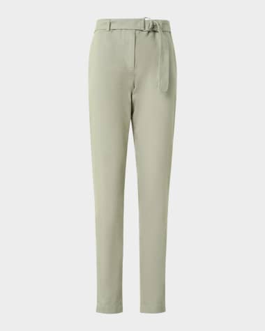 Akris punto Belted Denim Straight-Leg Pants