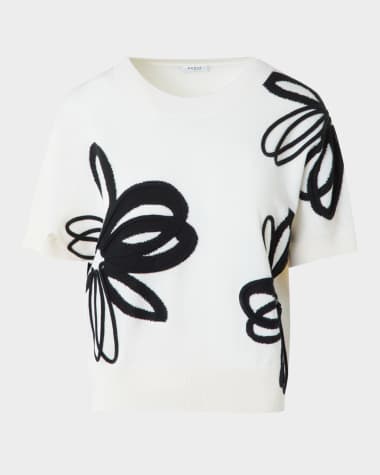 Akris punto Daisy Blow Up Intarsia Merino Wool Sweater
