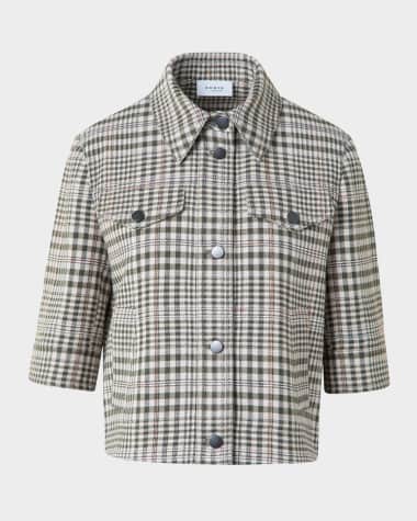Akris punto Cotton-Blend Check Short Jean Jacket