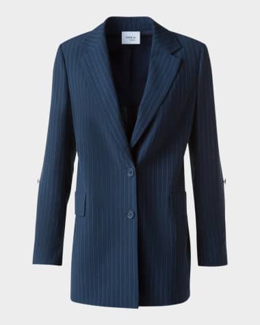 Akris punto Pinstripe Cool Wool Crepe SIngle-Breasted Jacket