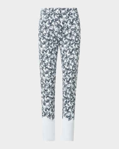 Akris punto Scribble Daisy Print Skinny-Leg Ankle Jeans
