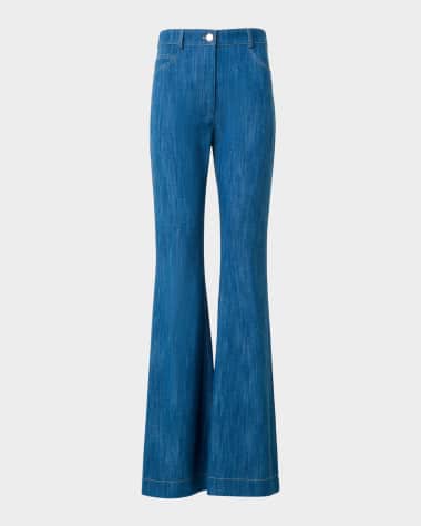 Akris punto Courtney Cotton-Stretch Denim Tailored Flare Jeans
