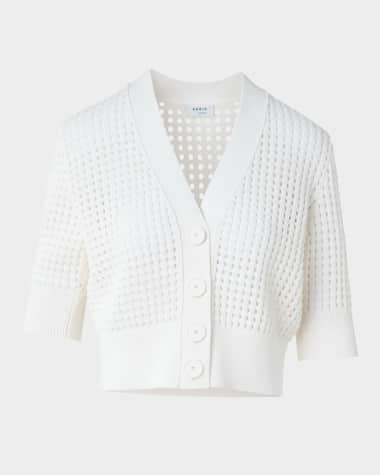Akris punto Chunky Cotton Mesh Knit Cardigan