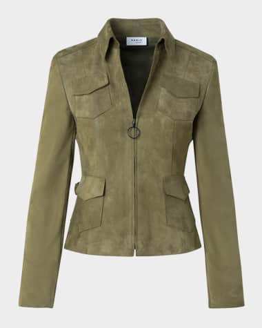 Akris punto Tailored Zip-Front Suede Jacket