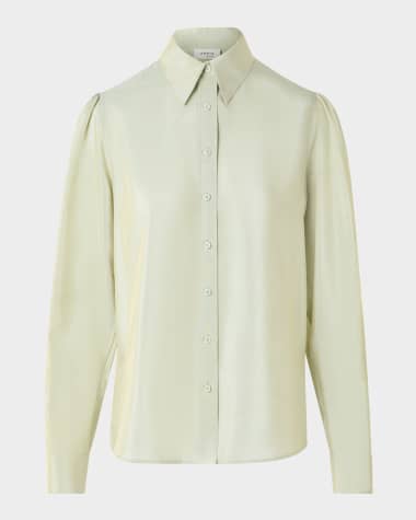 Akris punto Silk-Blend Batiste Button-Down Shirt