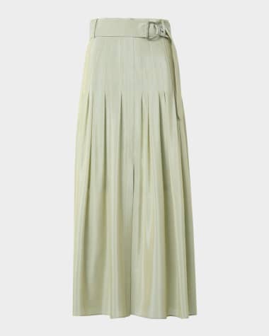 Akris punto Pleated A-Line Batiste Midi Skirt