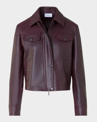 Akris punto Zip-Front Perforated Leather Jacket