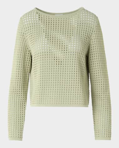 Akris punto Boat-Neck Chunky Cotton Mesh Knit Sweater