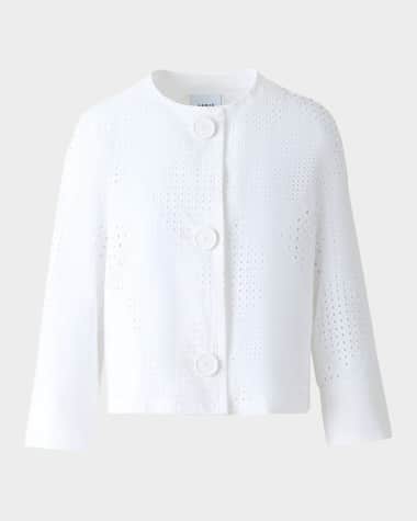 Akris punto Boxy Diamond Eyelet Cotton Poplin Jacket