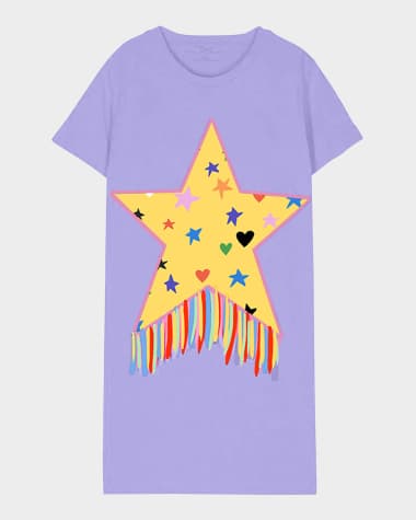 Stella McCartney Kids Girl's Fringed Star T-Shirt Dress, Size 4-10