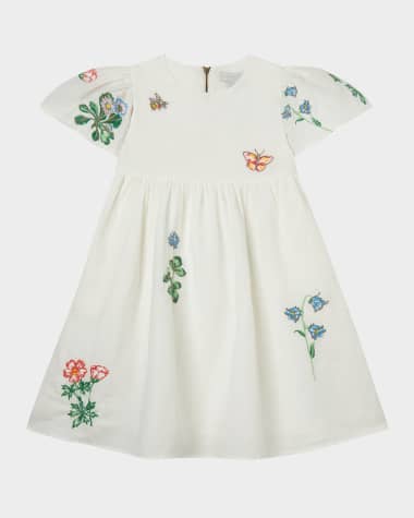 Stella McCartney Kids Girl's Embroidered Cotton-Linen Dress, Size 4-10