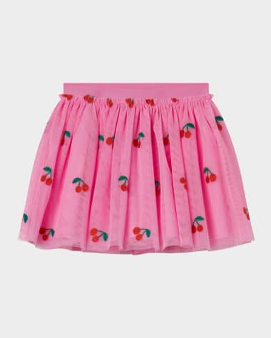Stella McCartney Kids Girl's Cherry-Embroidered Tulle Skirt, Size 4-10