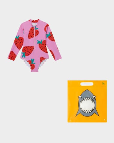 Stella McCartney Kids Girl's Strawberries-Print Swimsuit, Size 4-10