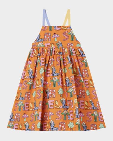 Stella McCartney Kids Girl's Fairy Floral Stella Lettering Strappy Dress, Size 4-10