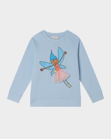 Stella McCartney Kids Girl's Fairy-Print Long-Sleeve Cotton Sweatshirt, Size 4-10