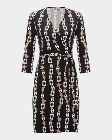 Diane von Furstenberg Julian Chain-Print Mini Wrap Dress
