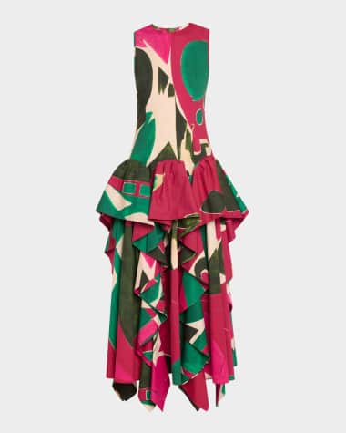 Ulla Johnson UJ x Lee Krasner Mural Sleeveless Ruffle Dress