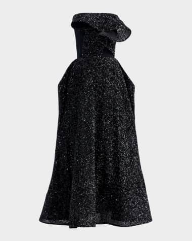 Maticevski Rotation Strapless Ruffle Sequined Midi Dress