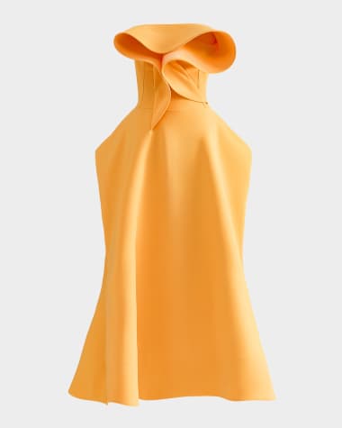 Maticevski Rotation Strapless Ruffle Sculpted Midi Dress