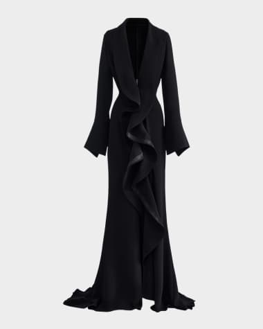 Maticevski Jupiter Ruffle Long-Sleeve Gown