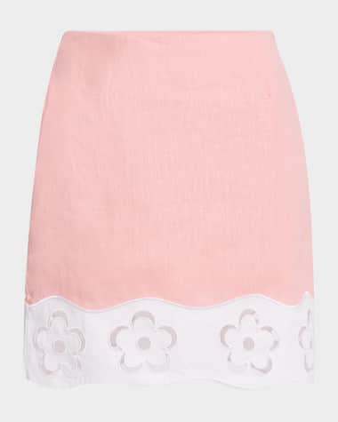 STAUD Margaux Linen Mini Skirt