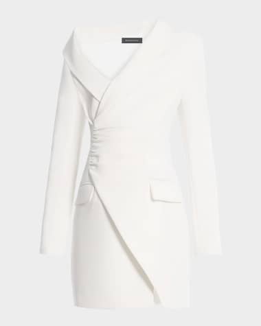 BCBGMAXAZRIA Ruched One-Shoulder Blazer Mini Dress