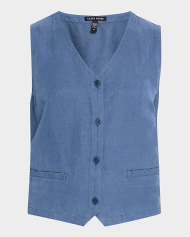 Eileen Fisher Linen-Silk Twill Vest