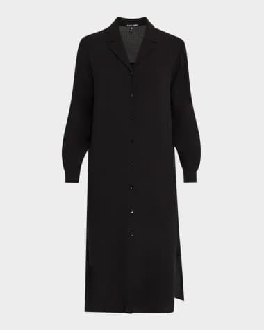 Eileen Fisher Silk Georgette Crepe Midi Shirtdress